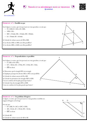 Thalès et sa réciproque dans le triangle