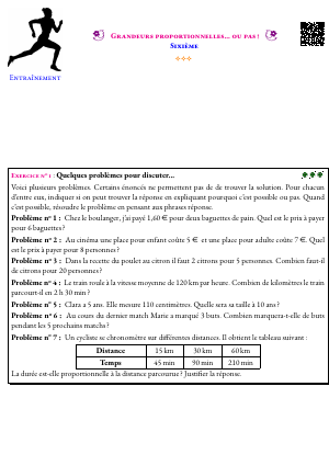 Grandeurs proportionnelles... ou pas !
