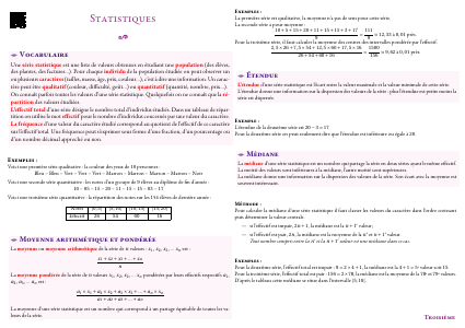 Fiche de synthèse : Statistiques --- Troisième