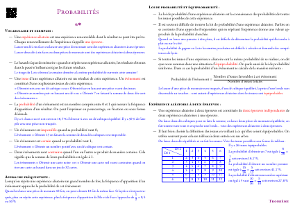 Fiche de synthèse : Probabilités --- Troisième