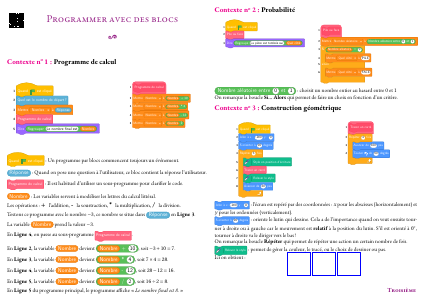 Fiche de synthèse : Programmer avec des blocs --- Troisième