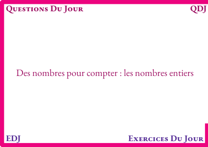 Chapitre 1 --- Des nombres pour compter : les nombres entiers