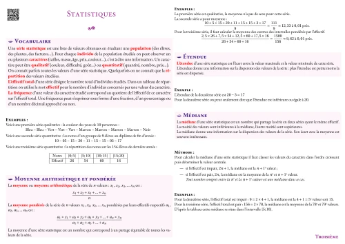 Fiche de synthèse --- Statistiques