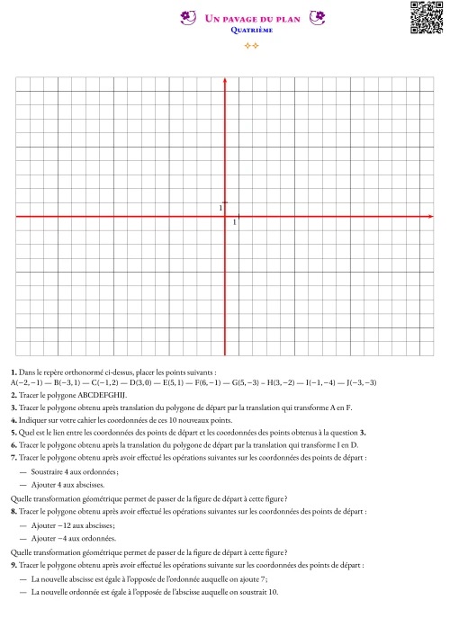 Activité --- Situation Initiale --- Un pavage du plan