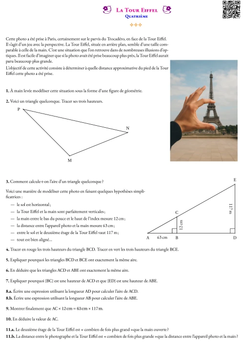 Activité --- Situation Initiale --- La Tour Eiffel