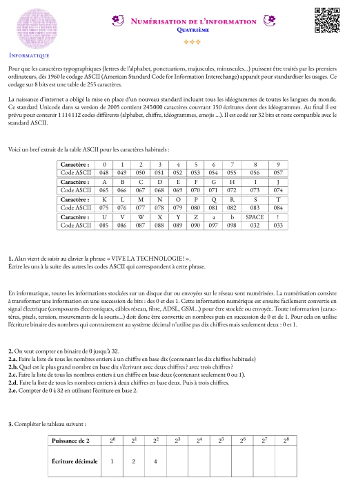 Activité --- Informatique --- Numérisation de l'information