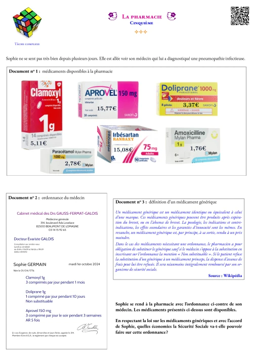Activité --- Tâche Complexe --- La pharmacie