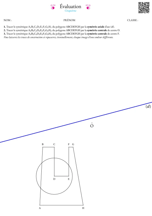 Formation --- Évaluation --- Symétrie centrale et axiale