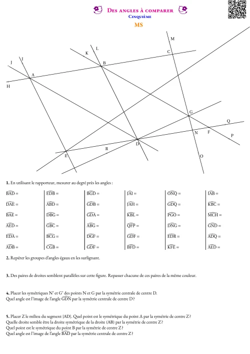 Activité --- Situation Initiale --- Des angles à comparer