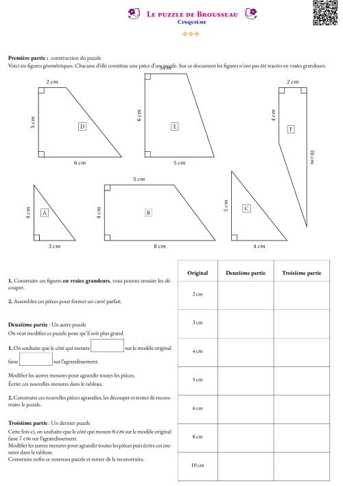 Activité --- Situation Initiale --- Le puzzle de Brousseau