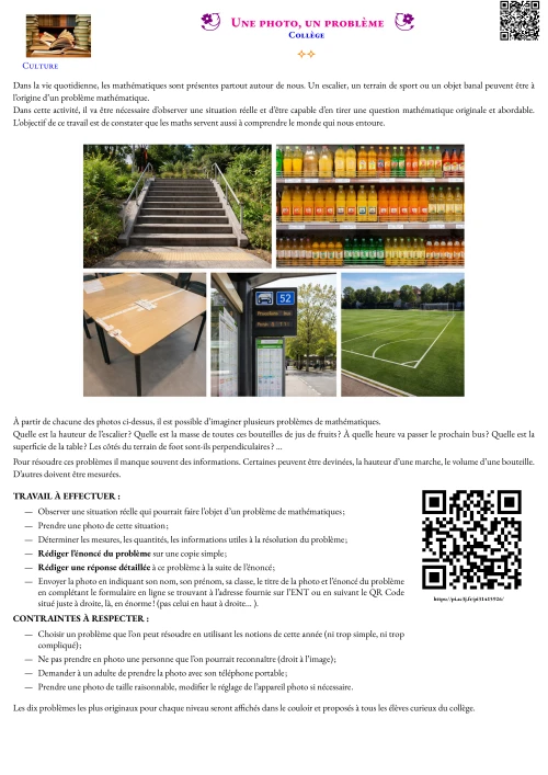 Activité --- Culture --- Une photo, un problème