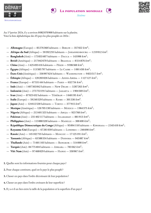 Activité --- Situation Initiale --- Grands nombres,Numération,Gestion de données