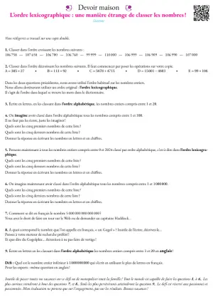 Question Du Jour --- Des nombres pour compter : les nombres entiers --- Somme et différence --- Arbre de calcul