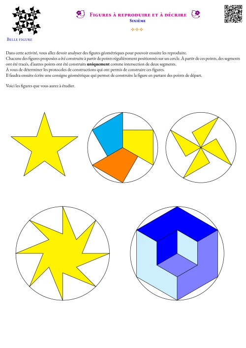Figure de géométrie --- Figures à reproduire et à décrire