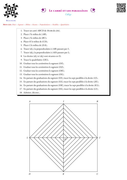 Figure de géométrie --- Point,Segment,Milieu,Sécantes,Perpendiculaires,Parallèles,Quadrilatère