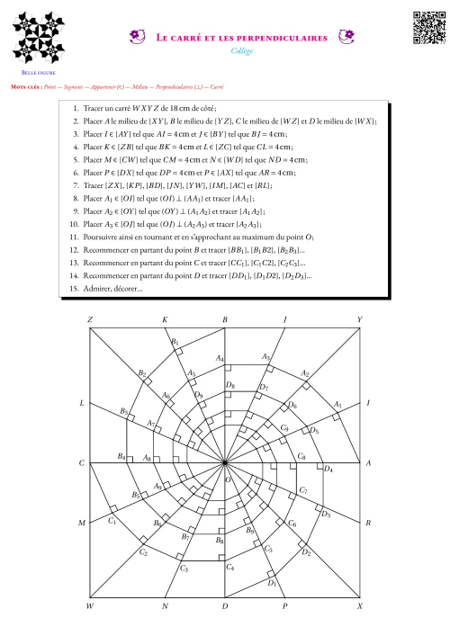 Figure de géométrie --- Point,Segment,Appartenir,Milieu,Perpendiculaires,Carré