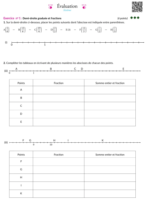 Formation --- Évaluation --- Fractions décimales et nombres décimaux