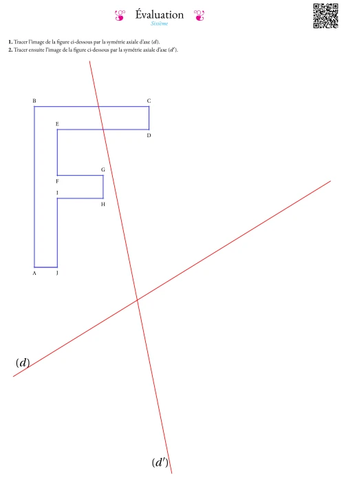 Formation --- Évaluation --- Symétrie axiale sur papier blanc --- F