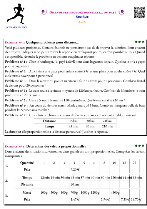 Activité --- Entrainement --- Grandeurs proportionnelles... ou pas !
