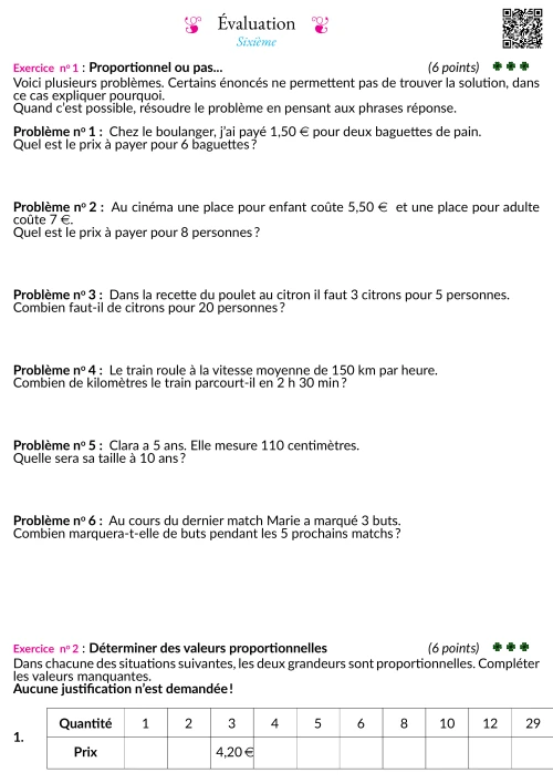 Formation --- Évaluation --- Proportionnalité
