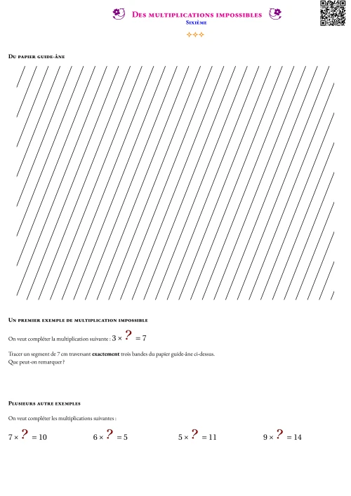 Activité --- Situation Initiale --- Des multiplications impossibles