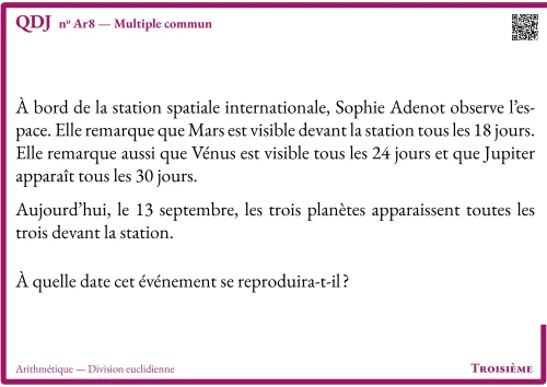 Question Du Jour --- Arithmétique --- Division euclidienne --- Multiple commun
