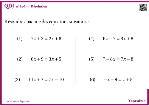 Question Du Jour --- Fonctions --- Équation --- Résolution