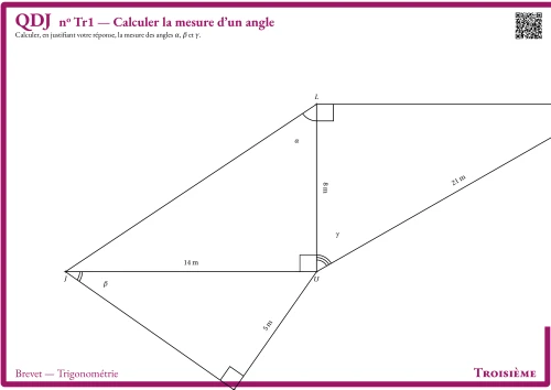 Question Du Jour --- Brevet --- Trigonométrie --- Calculer la mesure d'un angle