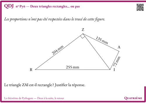 Question Du Jour --- Le théorème de Pythagore --- Deux à la suite, le retour --- Deux triangles rectangles... ou pas