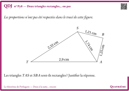 Question Du Jour --- Le théorème de Pythagore --- Deux à la suite... encore --- Deux triangles rectangles... ou pas