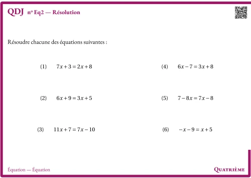 Question Du Jour --- Équation --- Équation --- Résolution