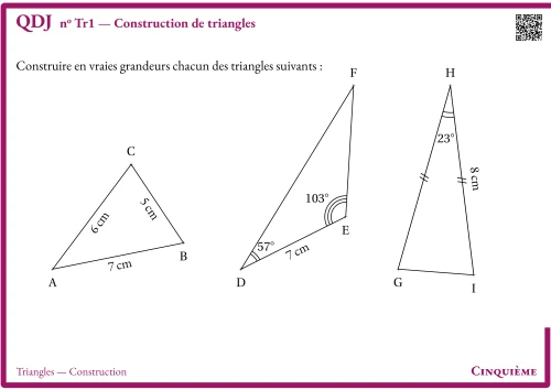 Question Du Jour --- Triangles --- Construction --- Construction de triangles