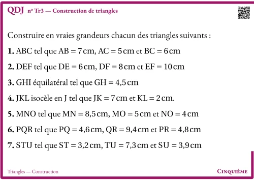 Question Du Jour --- Triangles --- Construction --- Construction de triangles