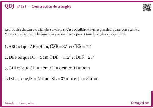 Question Du Jour --- Triangles --- Construction --- Construction de triangles
