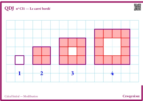 Question Du Jour --- Calcul littéral --- Modélisation --- Le carré bordé