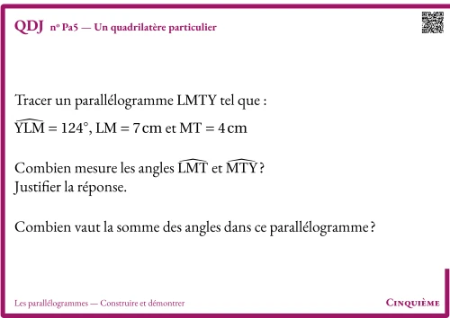 Question Du Jour --- Les parallélogrammes --- Construire et démontrer --- Un quadrilatère particulier