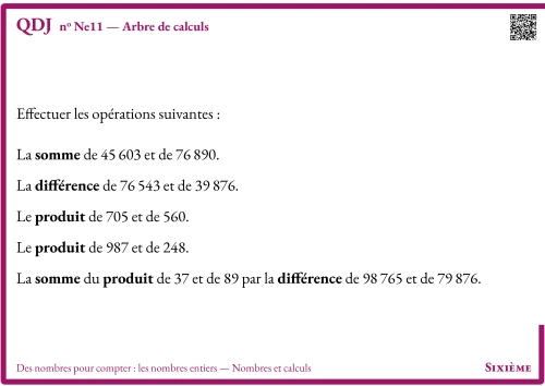 Question Du Jour --- Des nombres pour compter : les nombres entiers --- Nombres et calculs --- Décomposition décimale