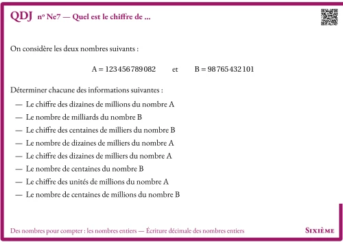Question Du Jour --- Des nombres pour compter : les nombres entiers --- Nombres et calculs --- Vocabulaire des opérations