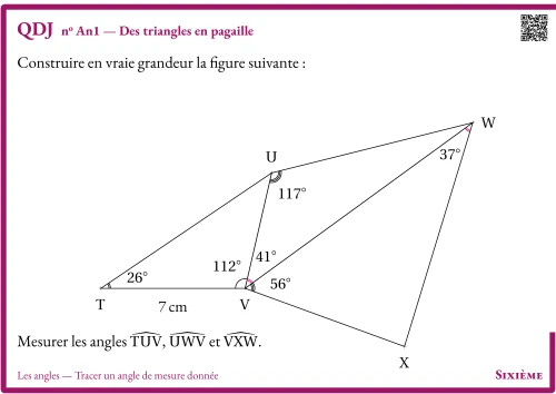 Question Du Jour --- Les angles --- Tracer un angle de mesure donnée --- Des triangles en pagaille