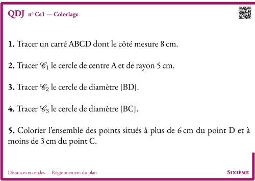 Question Du Jour --- Distances et cercles --- Régionnement du plan --- Coloriage