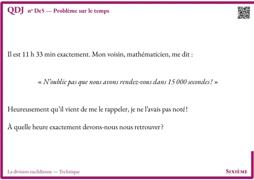 Question Du Jour --- La division euclidienne --- Technique --- Problème sur le temps