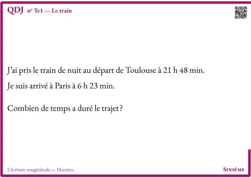 Question Du Jour --- L'écriture sexagésimale --- Horaires --- Le train