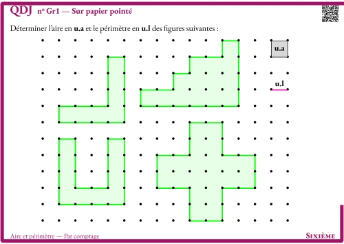 Question Du Jour --- Aire et périmètre --- Par comptage --- Sur papier pointé
