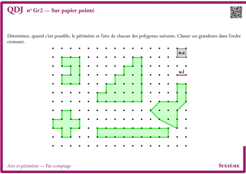 Question Du Jour --- Aire et périmètre --- Par comptage --- Sur papier pointé