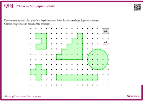 Question Du Jour --- Aire et périmètre --- Par comptage --- Sur papier pointé