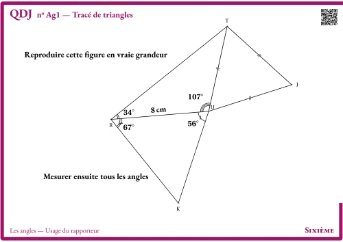 Question Du Jour --- Les angles --- Usage du rapporteur --- Tracé de triangles